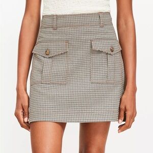 LOFT Plaid Petite Mini Skirt with Patch Pockets Size 4P NWT
